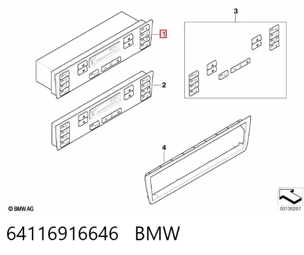 Unidad de control aire acondicionado 64116916646 BMW