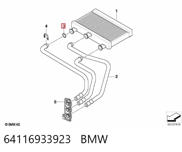 Junta del adaptador del filtro de aceite 64116933923 BMW