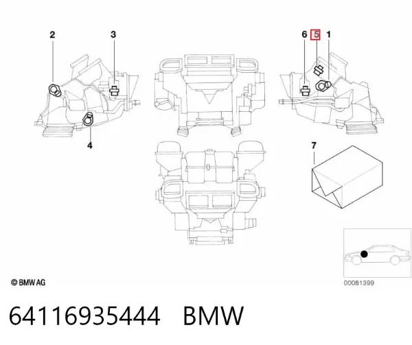 Actuador de compuerta de la calefacción BMW 5 E39