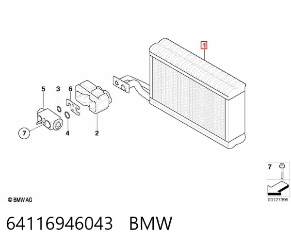Evaporador de aire acondicionado 64116946043 BMW