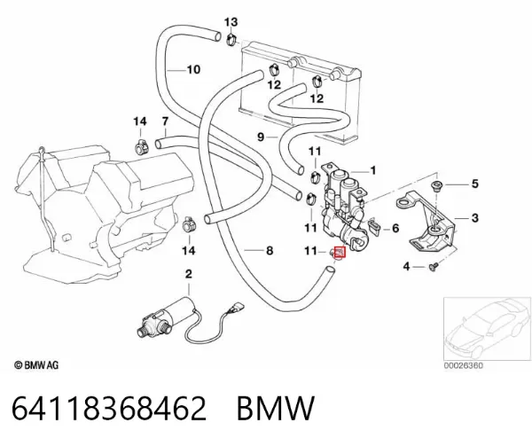 Válvula calefacción 64118368462 BMW