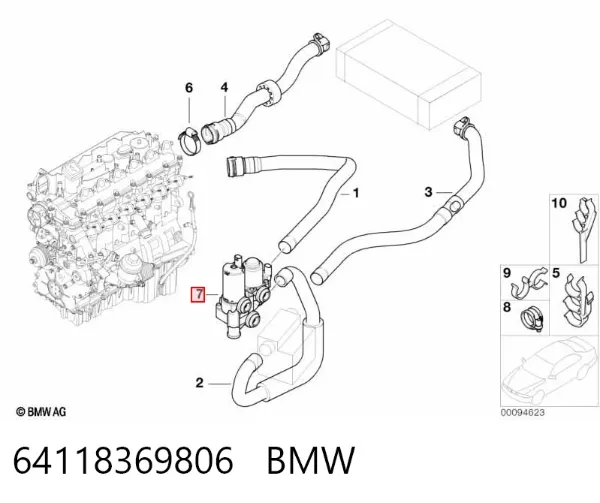 Bomba de agua eléctrica auxiliar 64118369806 BMW