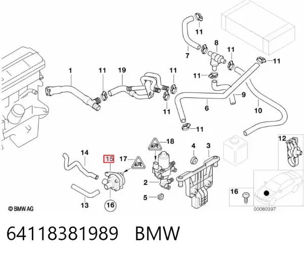 Bomba de agua eléctrica auxiliar 64118381989 BMW