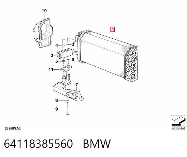 Evaporador de aire acondicionado 64118385560 BMW