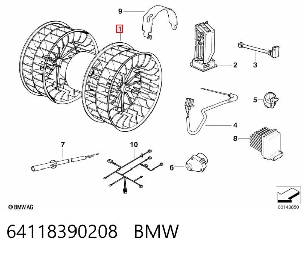 Ventilador habitáculo 64118390208 BMW