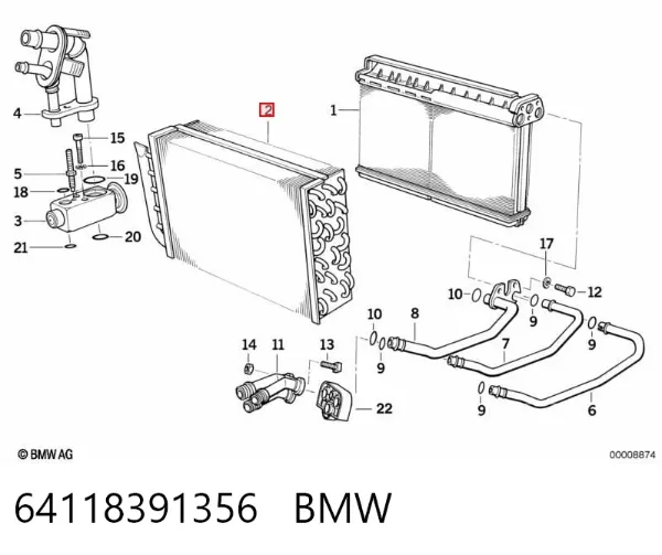 Evaporador de aire acondicionado 64118391356 BMW