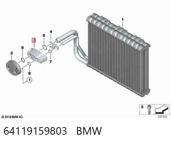 Válvula TRV del aire acondicionado 64119159803 BMW