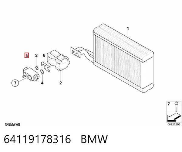 Válvula TRV del aire acondicionado 64119178316 BMW