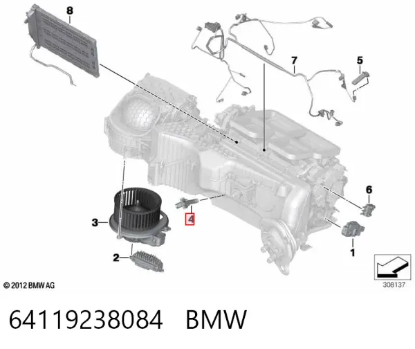 Sensor de temperatura del evaporador 64119238084 BMW