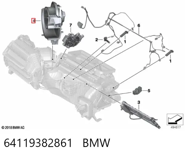 Ventilador habitáculo 64119382861 BMW