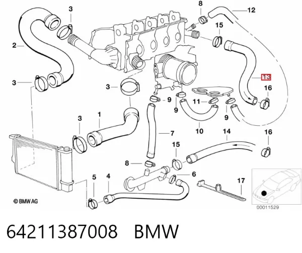 Manguera radiador 64211387008 BMW