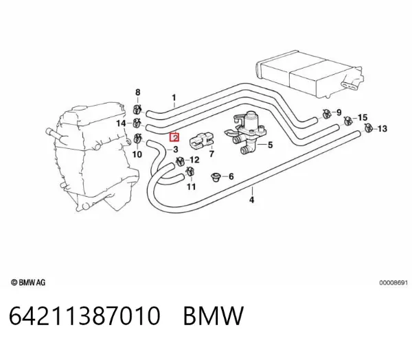Manguera inferior del radiador 64211387010 BMW