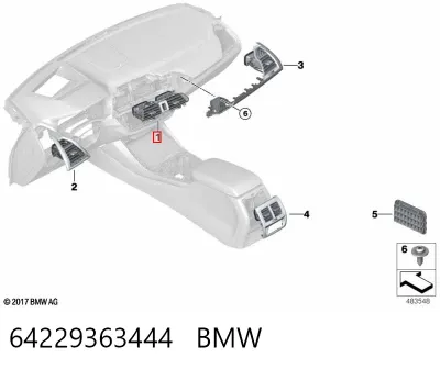 Rejilla de ventilación de salpicadero BMW 64229363444