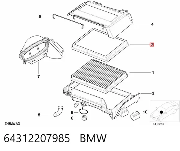 Filtro de habitáculo 64312207985 BMW