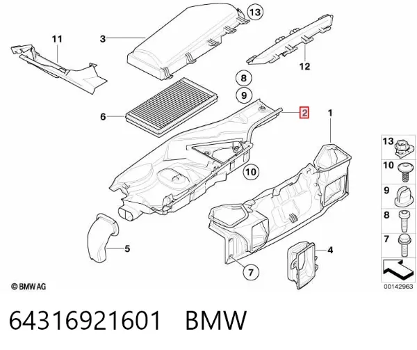 Filtro de habitáculo 64316921601 BMW