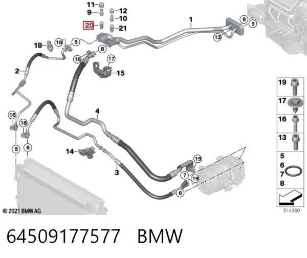 Válvula de carga de aire acondicionado 64509177577 BMW