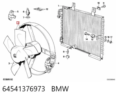Ventilador eléctrico de aire acondicionado completo (motor y aspa) BMW 64541376973