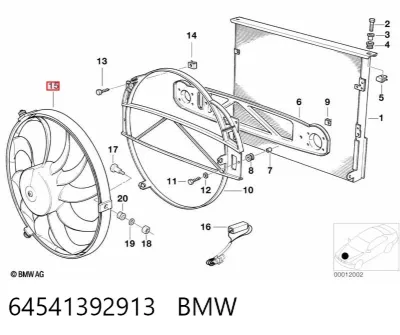 Ventilador del radiador del aire acondicionado BMW 64541392913
