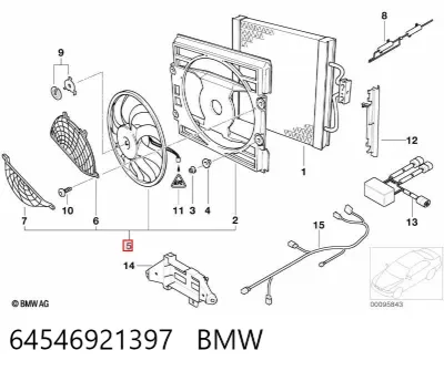 Ventilador eléctrico de aire acondicionado completo (motor y aspa) BMW 64546921397