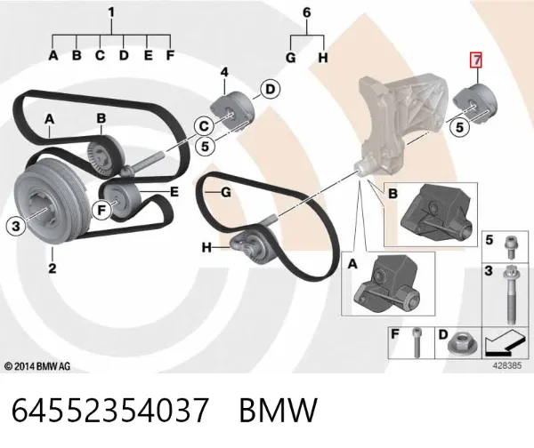 Tensor de correa poli V 64552354037 BMW