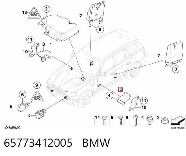 Sensor de airbag delantero 65773412005 BMW