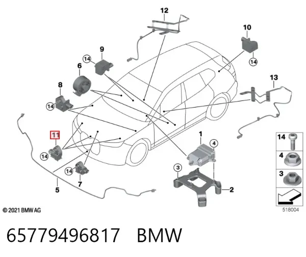 Sensor de aceleración longitudinal 65779496817 BMW