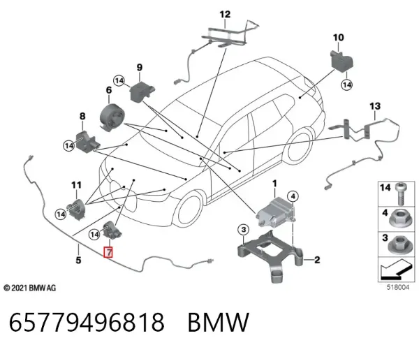 Sensor de aceleración longitudinal 65779496818 BMW