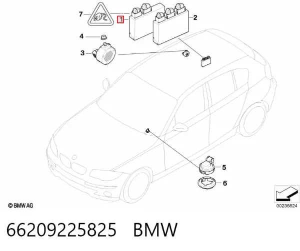 Módulo de control del asistente de aparcamiento 66209225825 BMW