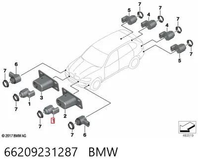 Sensor de aparcamiento delantero lateral BMW 66209231287