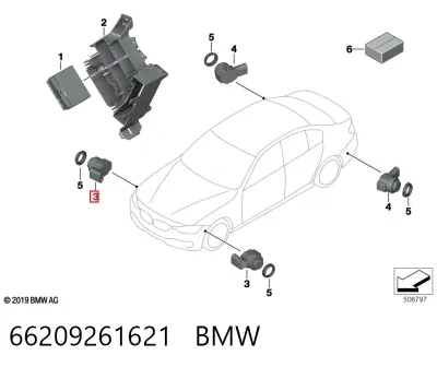 Sensor lateral delantero/trasero de aparcamiento BMW 66209261621