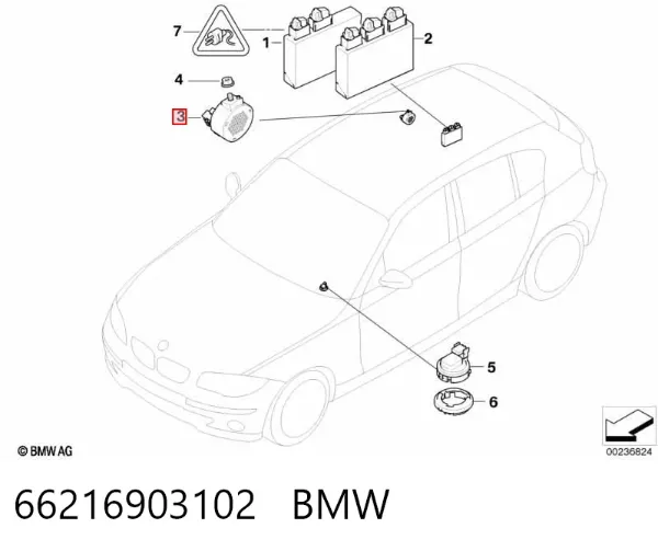 Altavoz del sistema de estacionamiento 66216903102 BMW