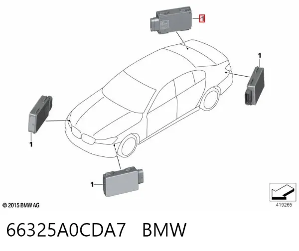 Sensor de ángulo muerto trasero 66325A0CDA7 BMW