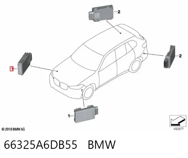 Sensor de ángulo muerto trasero 66325A6DB55 BMW