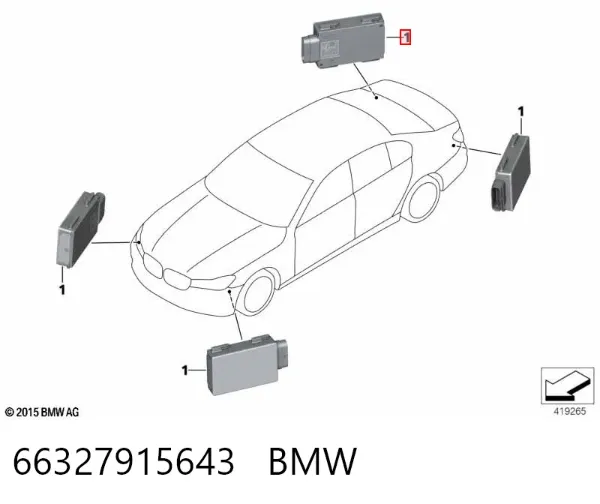 Sensor de ángulo muerto trasero 66327915643 BMW