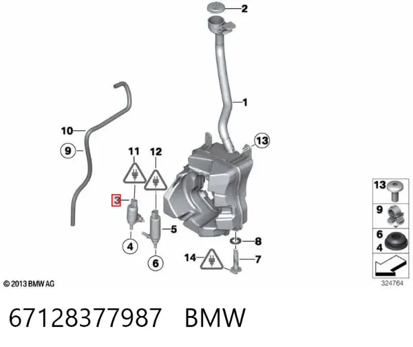 Bomba-motor de limpiaparabrisas delantero/trasero 67128377987 BMW