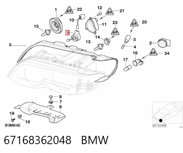 Motor regulador de faros 67168362048 BMW