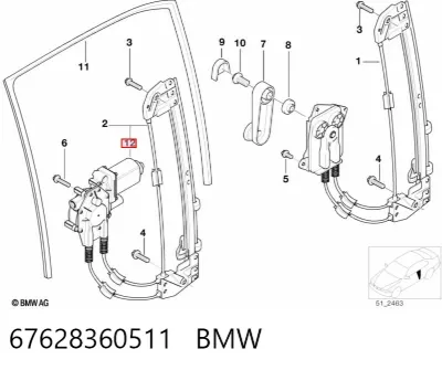 Motor del elevalunas de la puerta delantera izquierda BMW 67628360511
