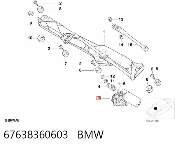 Motor limpiaparabrisas 67638360603 BMW