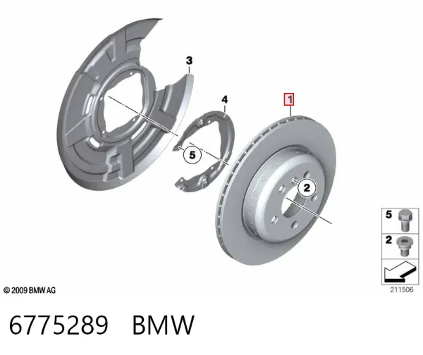 Disco de freno trasero 6775289 BMW