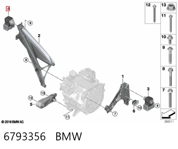 Soporte de motor derecho 6793356 BMW