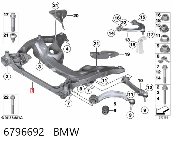 Puente delantero 6796692 BMW