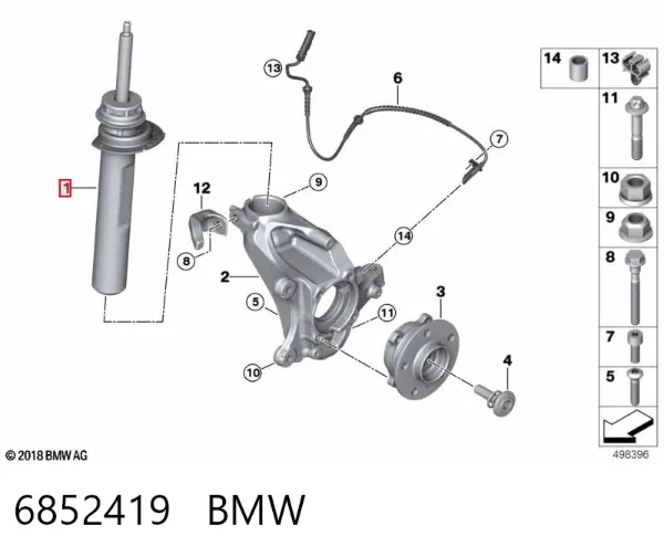 Amortiguador delantero izquierdo 6852419 BMW