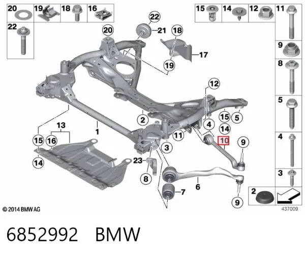 Brazo inferior derecho de la suspensión delantera 6852992 BMW