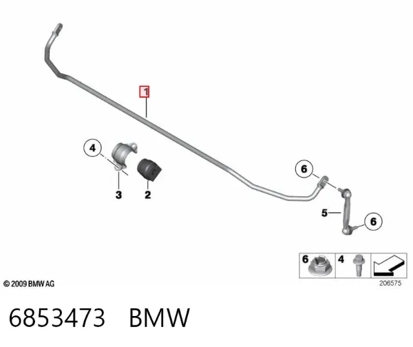 Estabilizador trasero 6853473 BMW