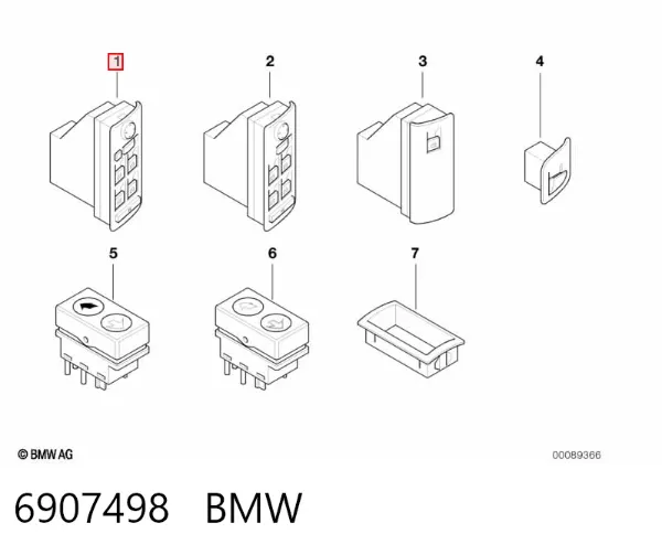 Interruptor de elevalunas delantera izquierda 6907498 BMW
