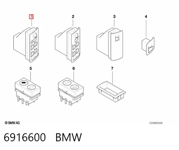 Interruptor de elevalunas delantera izquierda 6916600 BMW