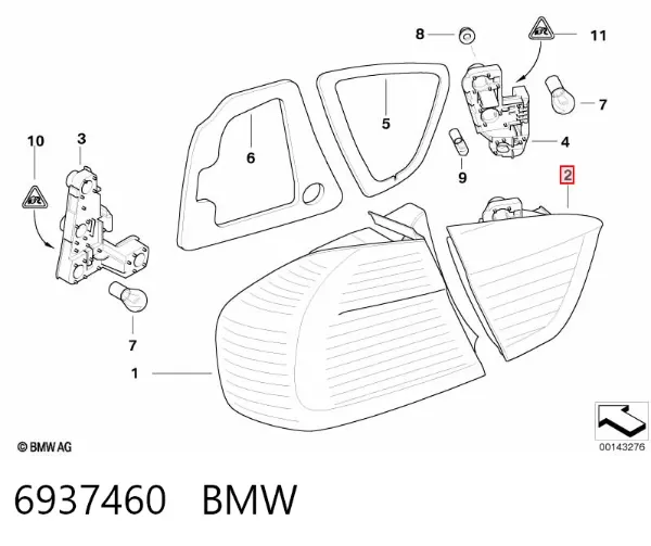 Piloto trasero interior derecho 6937460 BMW