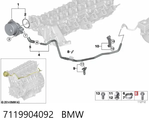 Perno de fijación del brazo inferior delantero 7119904092 BMW
