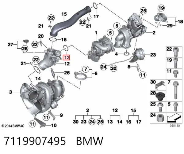 Junta de tapa del tubo de llenado de aceite 7119907495 BMW