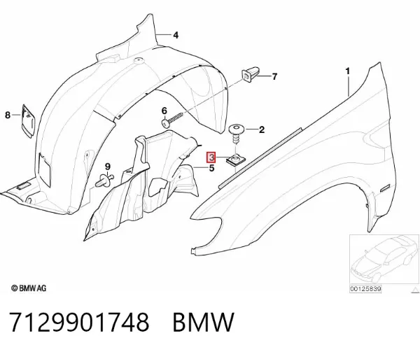 Clip de protección del bajo 7129901748 BMW